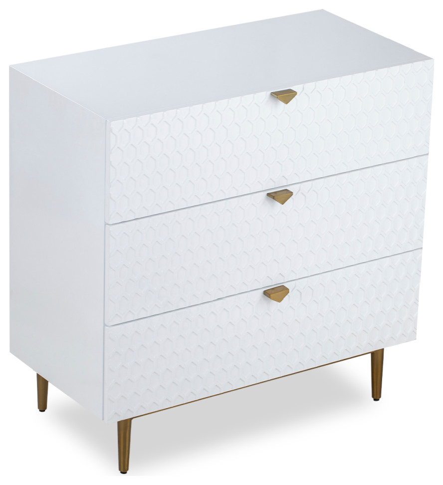 White 3 Drawer Chest  Liang  ampEimil Bolero   Midcentury   Accent Chests And Cabinets   by Oroa   Distinctive Furniture  Houzz