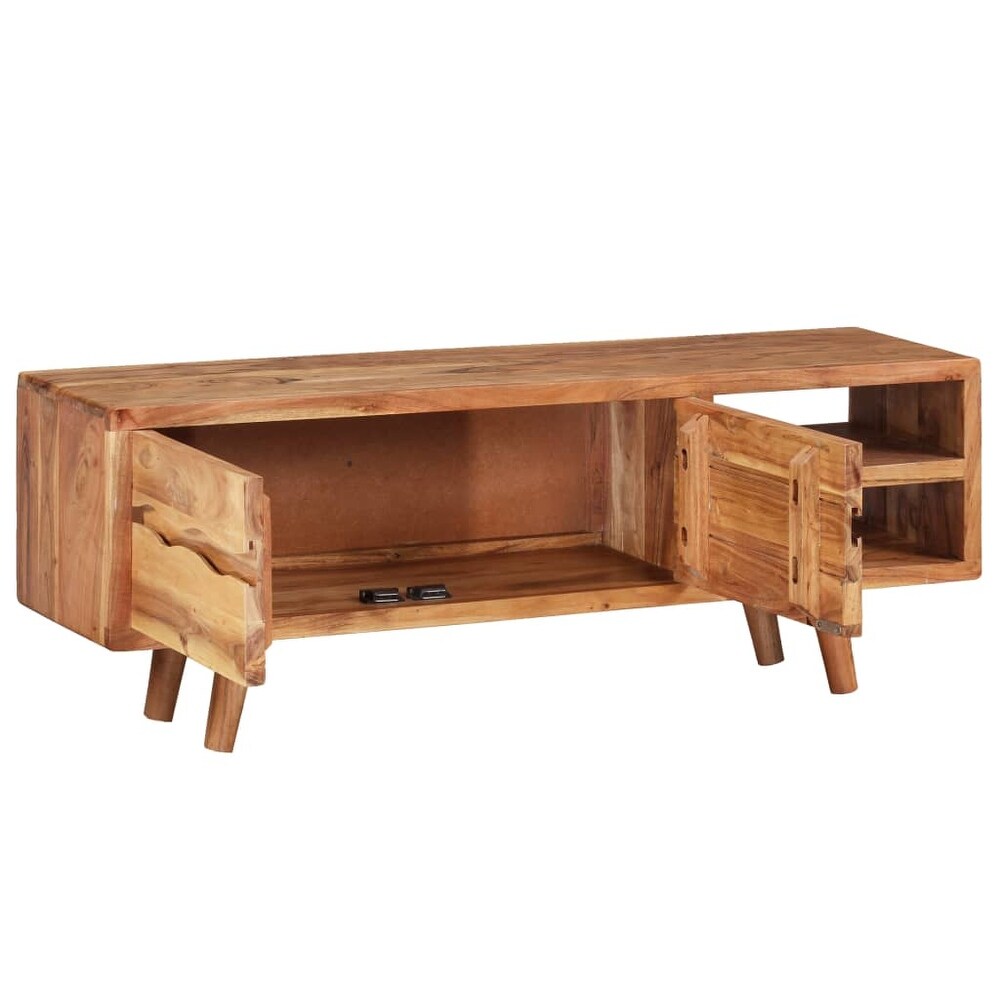 vidaXL TV Stand Solid Wood Acacia with Carved Doors 46.1\