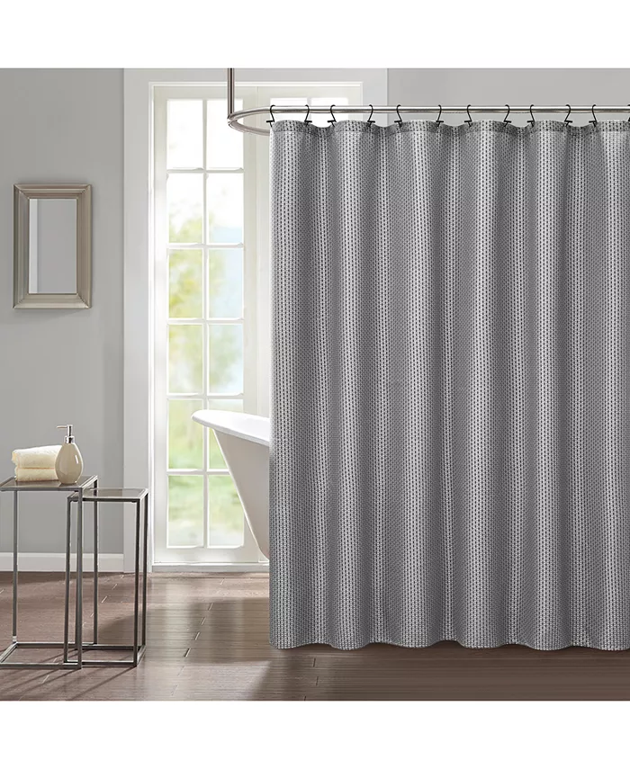 Style Nest Grey Wave Woven Texture 14 Pc Shower Curtain Set