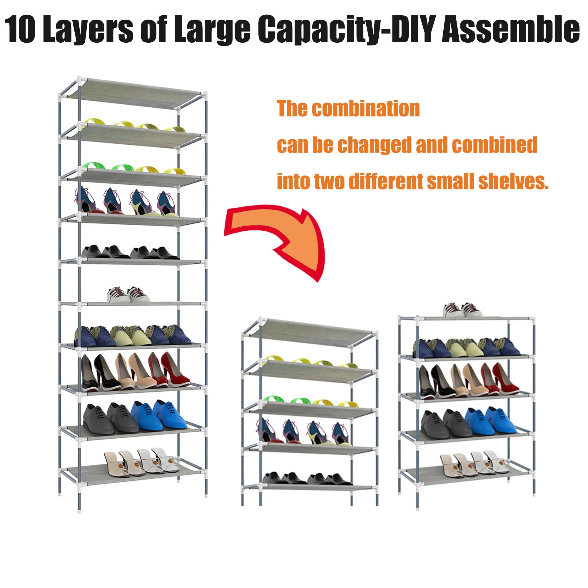 10-Tier Shoe Rack Shelf Closet Shoe Storage Racks Cabinet Organizer for Entryway Living Room Bedroom