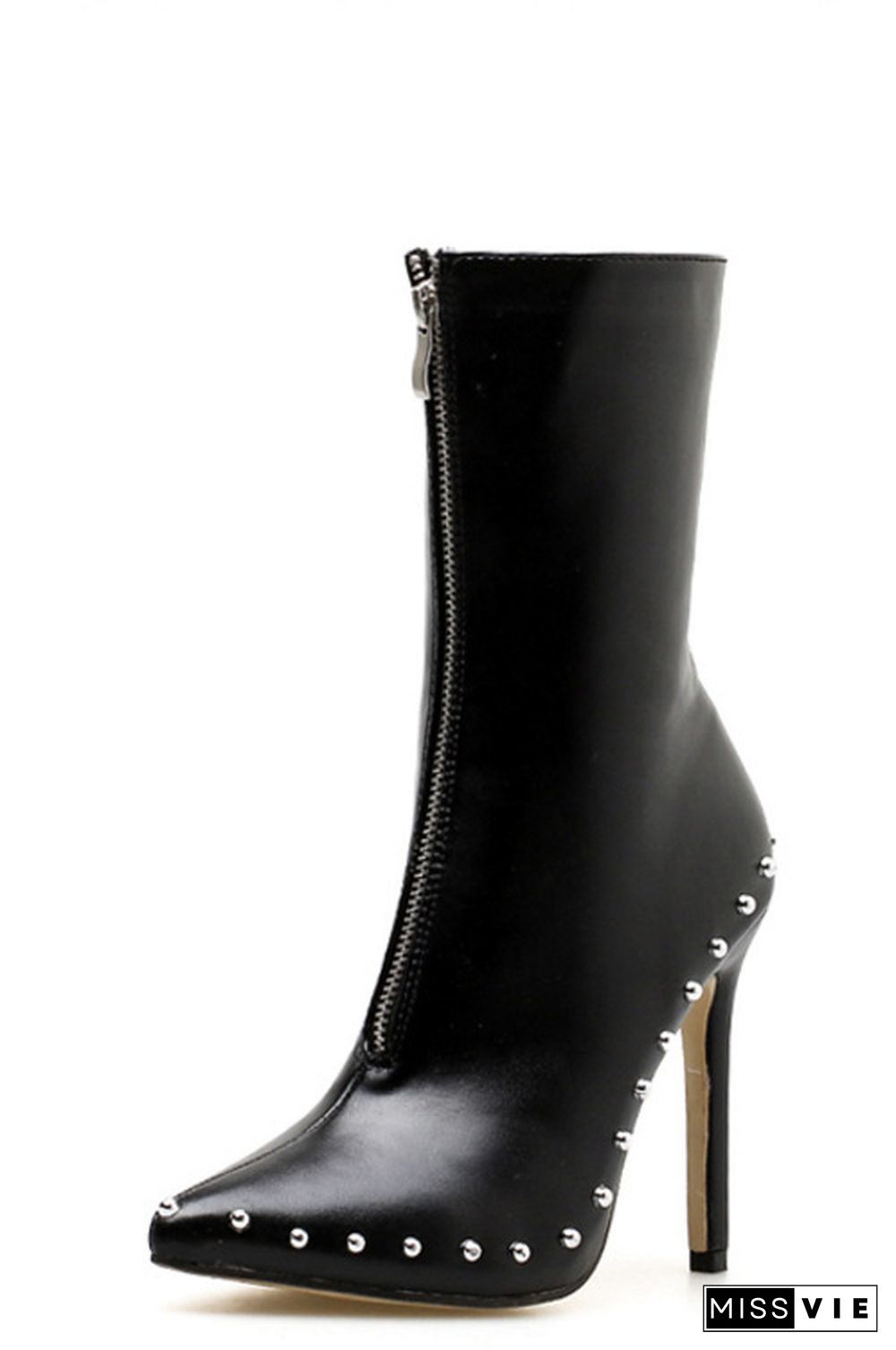 Fashion Spike Metal Embellished Rider Boots