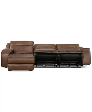 Furniture Hansley 3-Pc Leather Sofa with 2 Power Recliners and Chaise