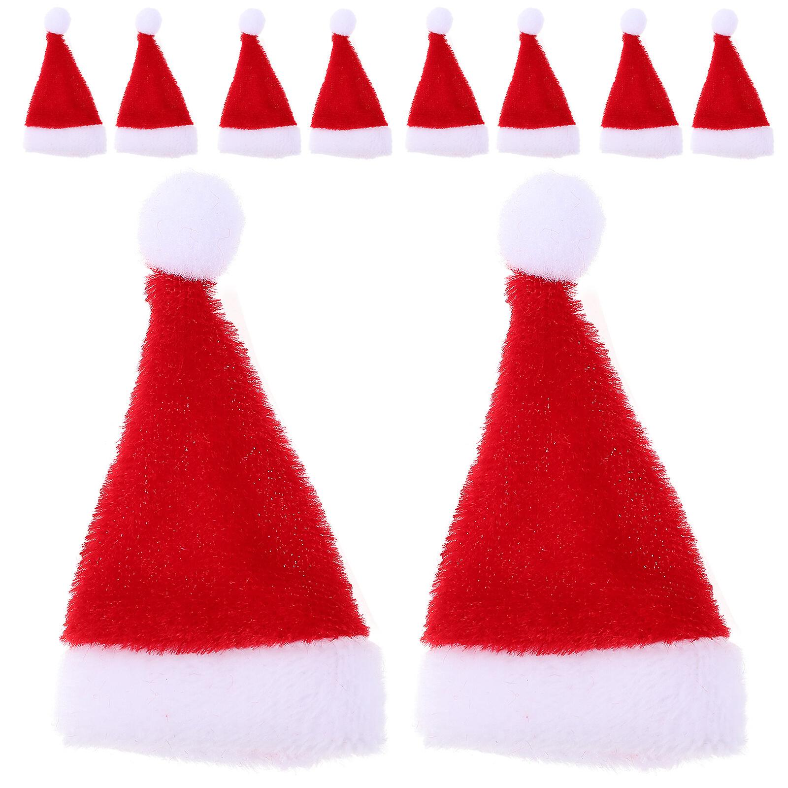 12pcs Christmas Themed Mini Hat Decoration Lollipop Cap Mini Santa Claus Hats Decors