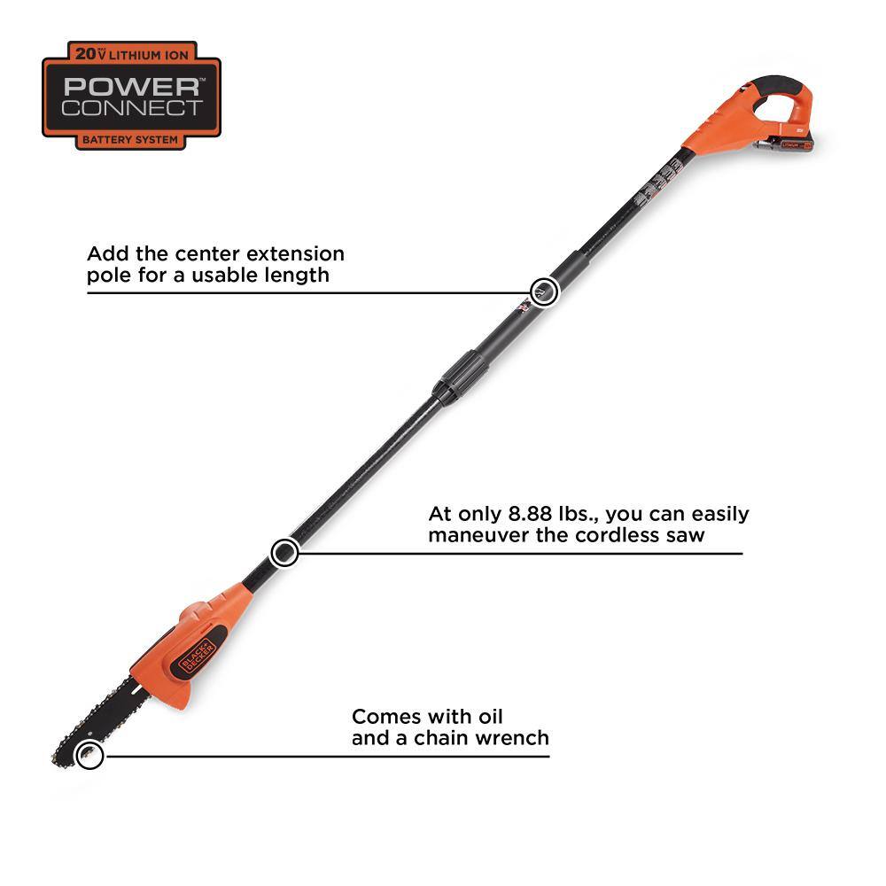 BLACK+DECKER 20V MAX 8in. Cordless Battery Powered Pole Saw Tool Only LPP120B