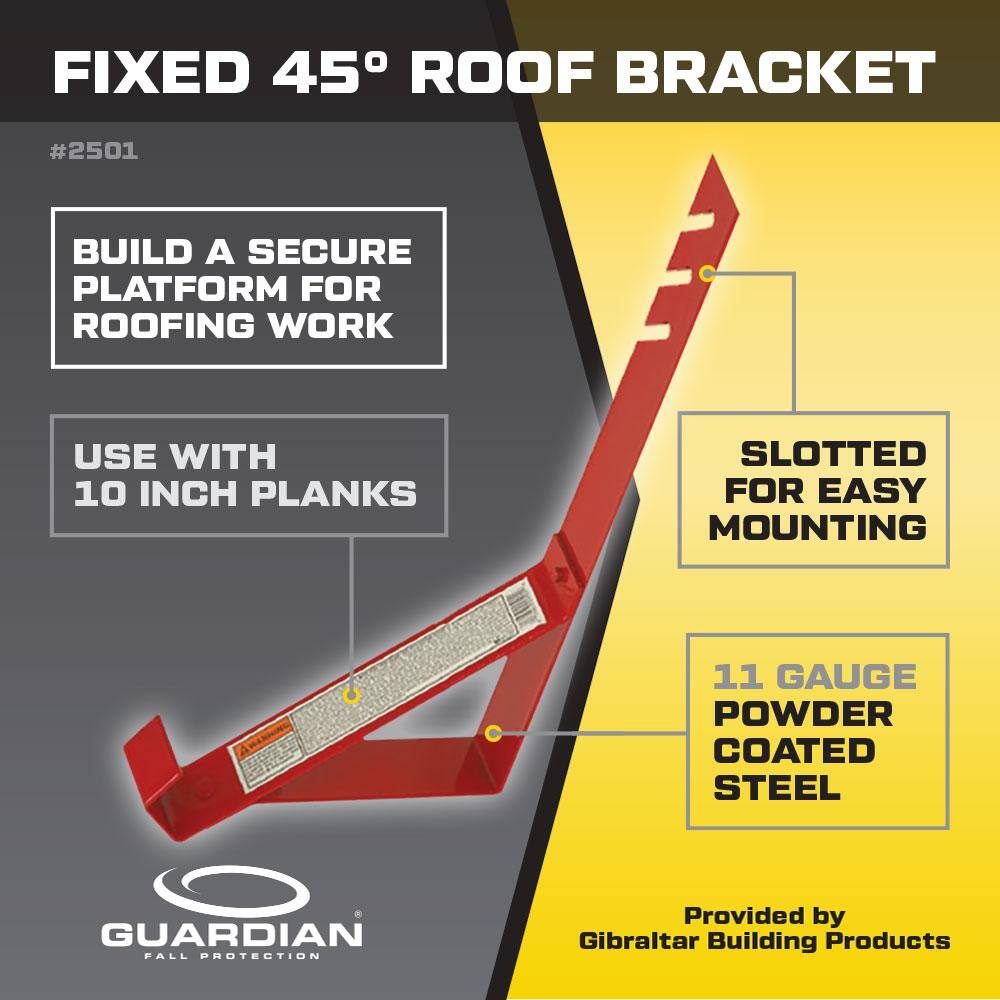 Guardian Fall Protection 12 Gauge Steel Fixed 45 Roof Bracket for 2 in. x 10 in. Lumber 2501