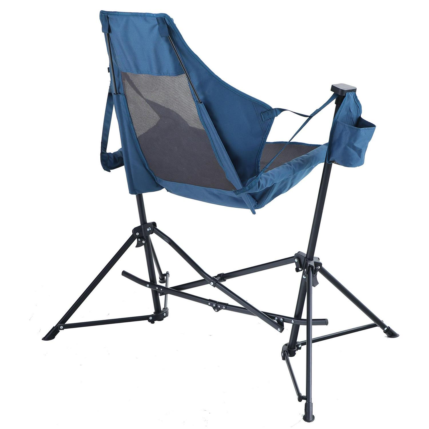 Nature8217s Lodge Foldable Hammock Camping Chair with Cup Drink Holder Blue  Crowdfused