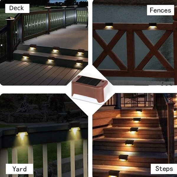 4pcs Solar LED Deck Light Outdoor Garden Path Lamp