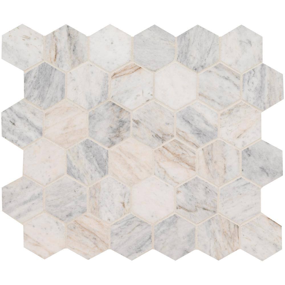 MSI Capri Blue Hexagon 11.75 in. x 12 in. x 10mm Honed Mosaic Marble Floor and Wall Tile (0.98 sq. ft.Each) CAPBLU-2HEXH