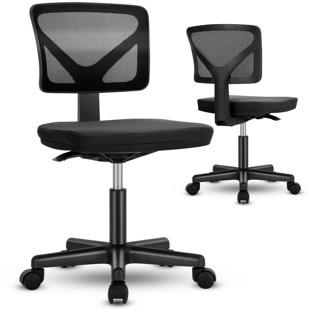 Armless Desk Chair Small Home Office Chair with Lumbar Support