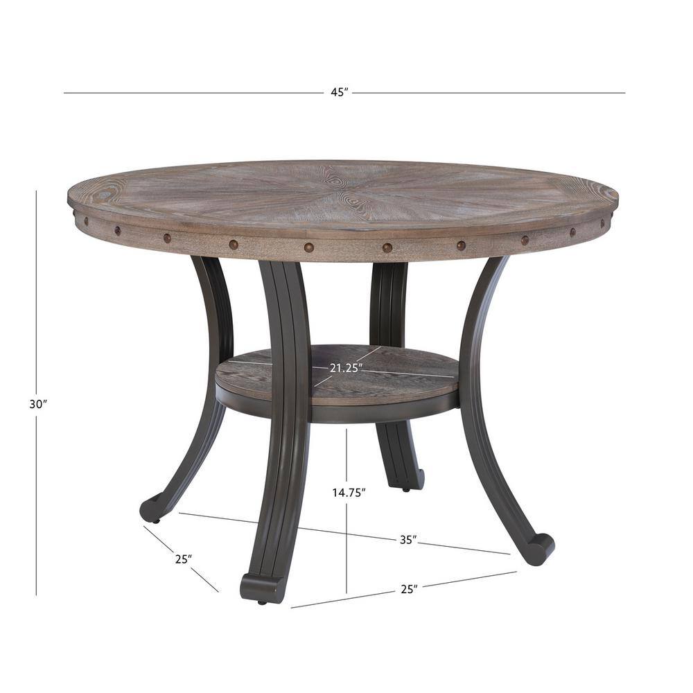 Powell Company Chasin 45L x 45D x 30H Pewter Round Dining Table HD1749DT21