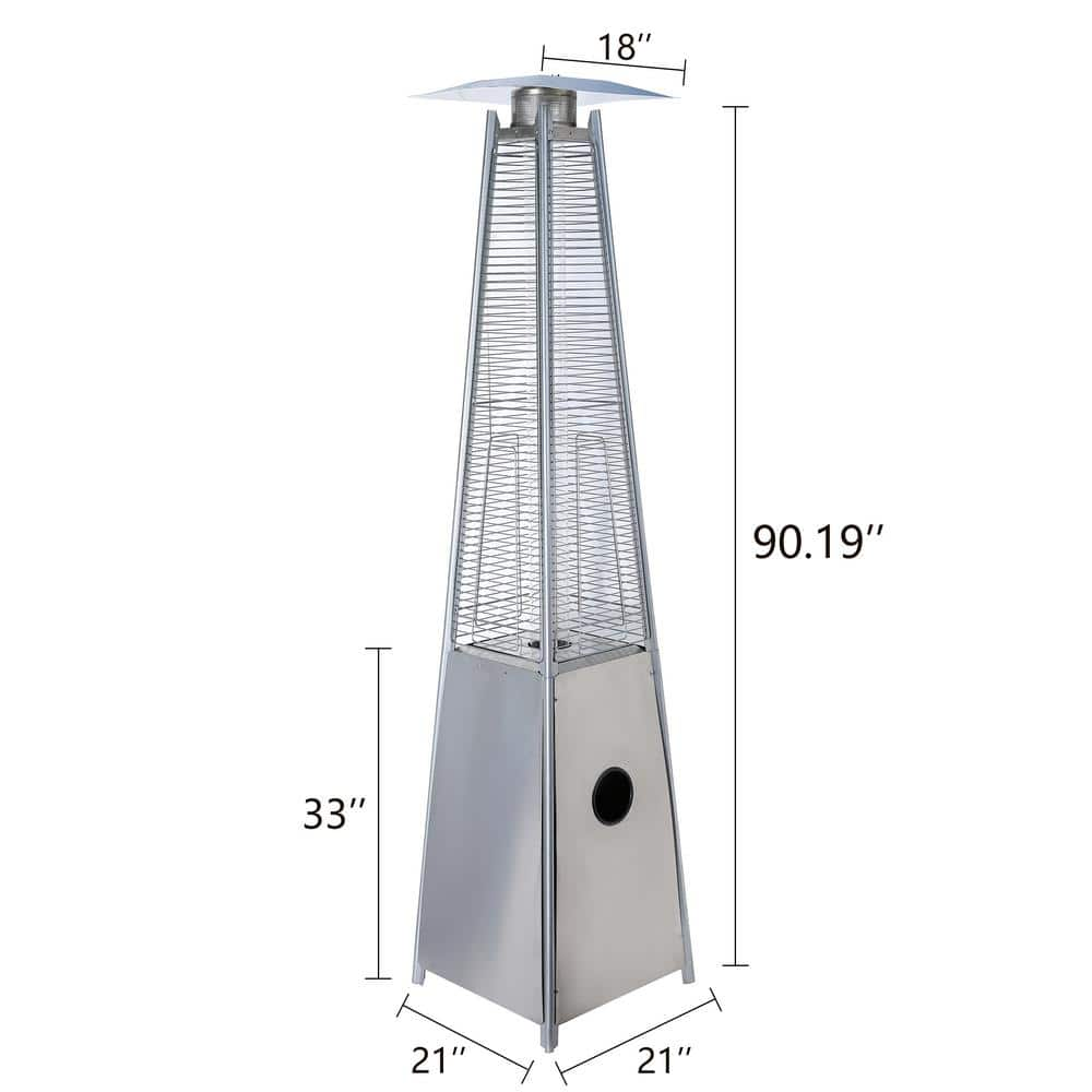 Uixe 40,000 BTU Metal Hammer Golden Pyramid Flame Propane Patio Heater PH08-SSB-1