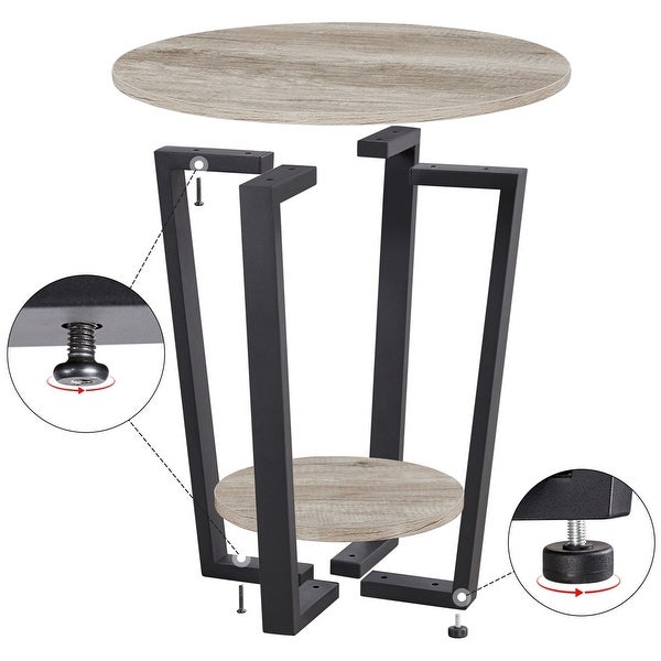 Yaheetech Metal Side Table Round End Table with Storage Rack