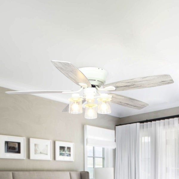 52-inch Beach Wood 5-Blade Flush Mount Ceiling Fan with Remote Shopping - The Best Deals on Ceiling Fans | 37966069