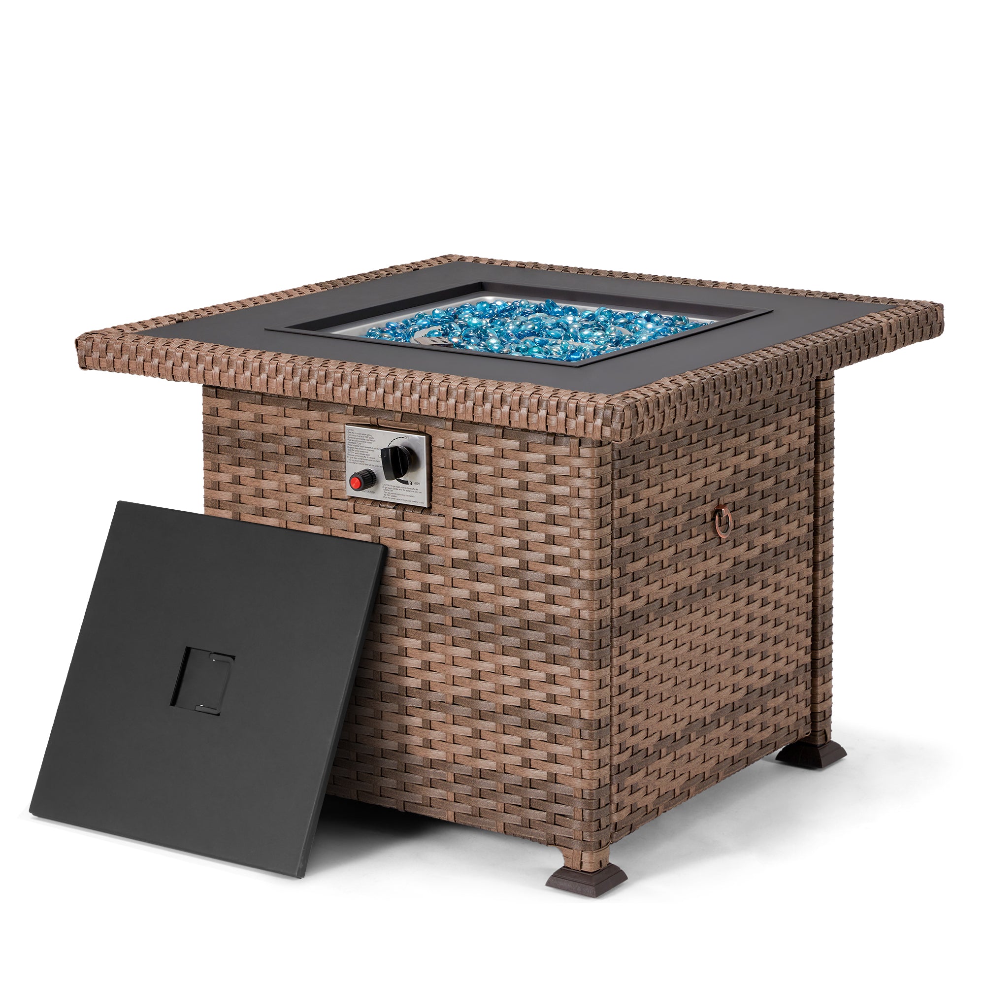 Homrest 32 INCH Fire Pit Table for Outside Propane,50,000 BTU Auto-Ignition Outdoor Fire Pit w/ CSA Certification for Garden Deck Patio Backyard (Light Brown)