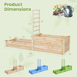 Gymax 88 in. x 25 in. x 53 in. Raised Garden Bed Wood (2 Planter Boxes) GYM13145