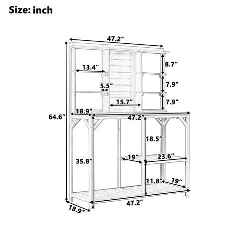 Saim Outdoor Potting Bench Table, 64.6