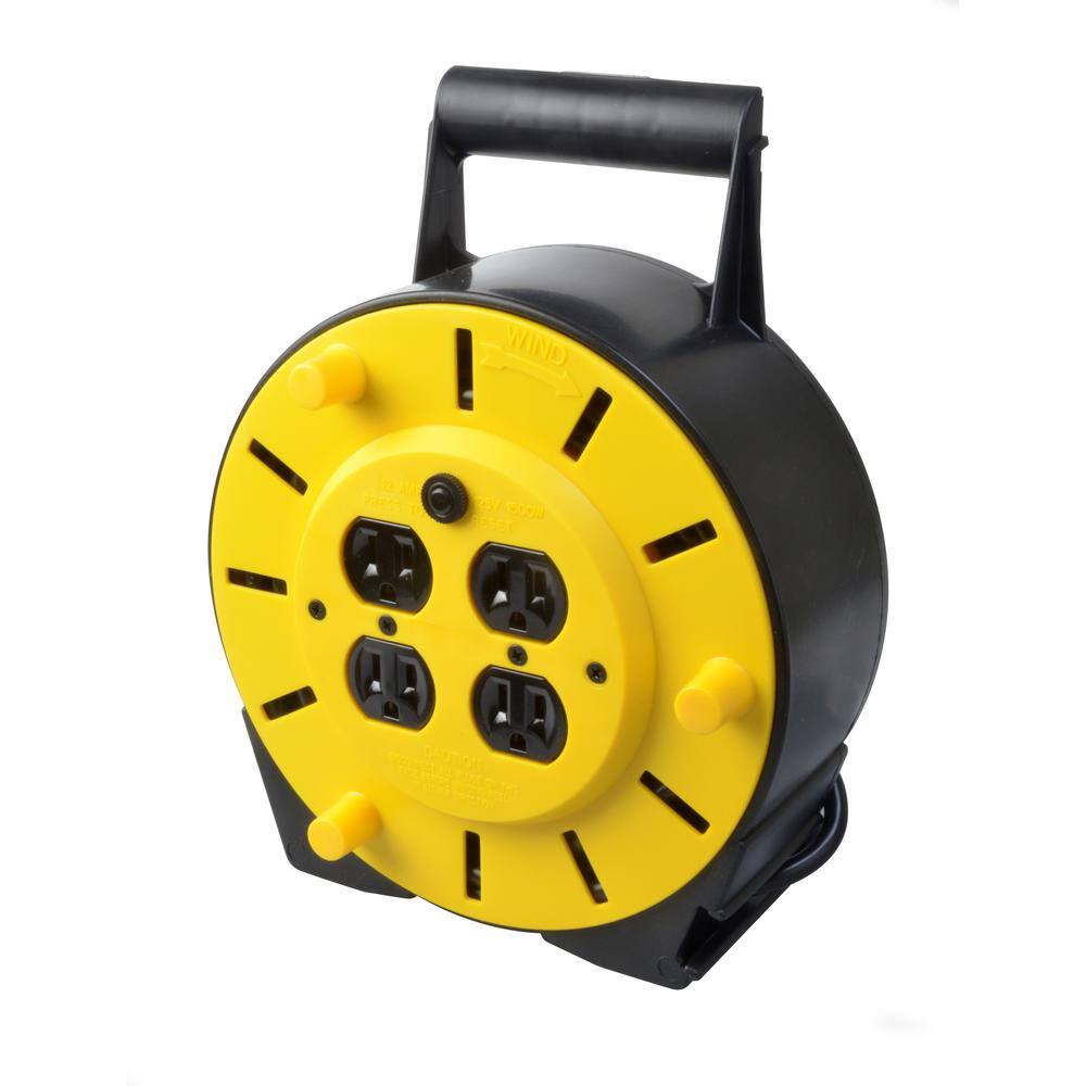 Woods 25 ft. 163 Multi-Outlet (4) Portable Extension Cord Reel Power Station 4907