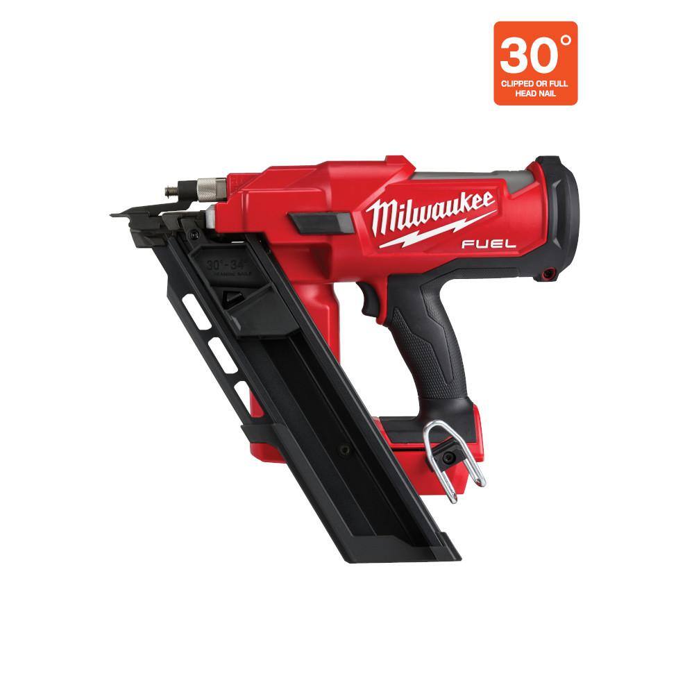 MW M18 FUEL 3-12 in. 18-Volt 30-Degree Lithium-Ion Brushless Cordless Nailer w3.5 in. 21-DG Nailer Two 6Ah HO Batteries 2745-20-2744-20-48-11-1862