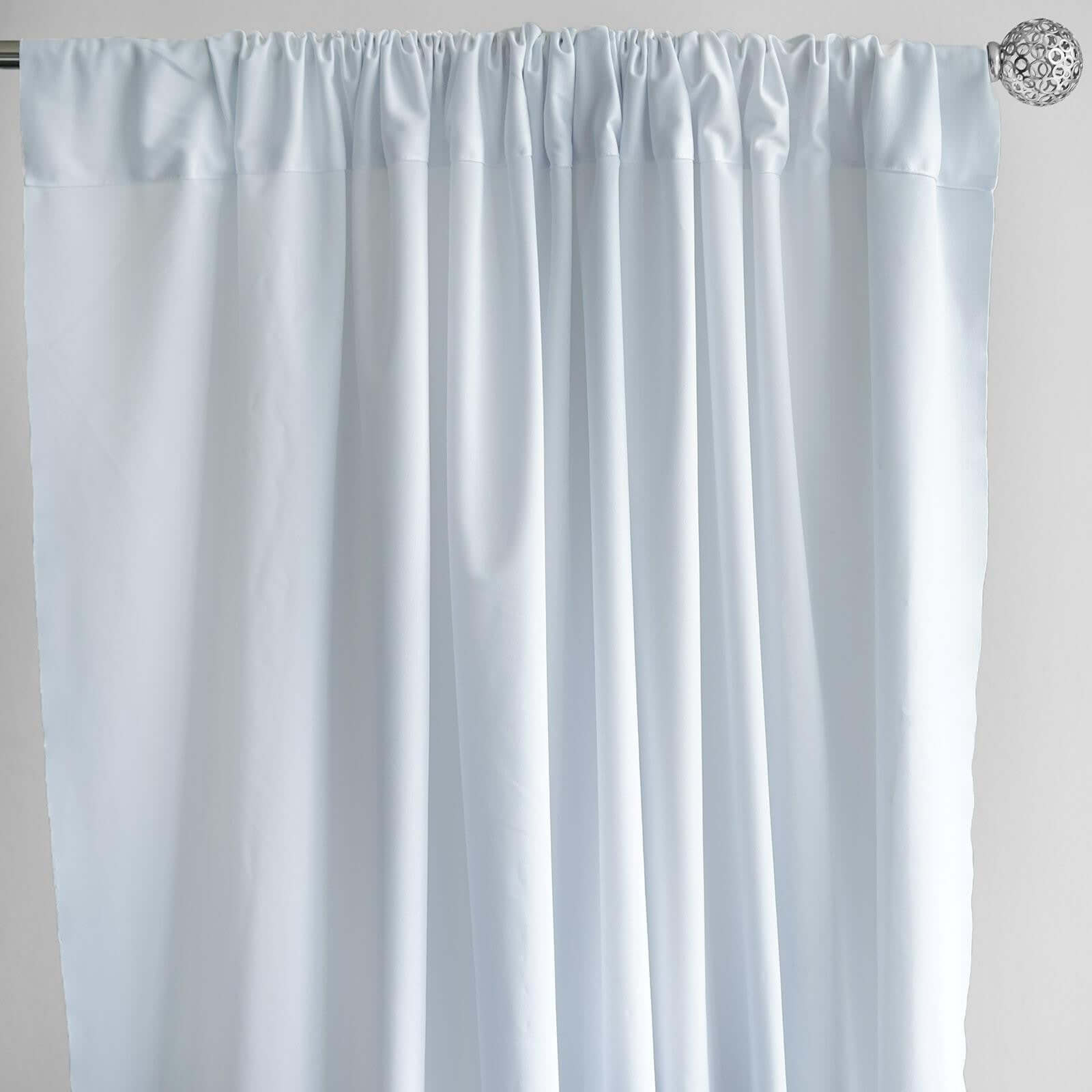 2 Pack White Scuba Polyester Backdrop Drape Curtains, Inherently Flame Resistant Event Divider Panels Wrinkle Free With Rod Pockets - 10ftx10ft