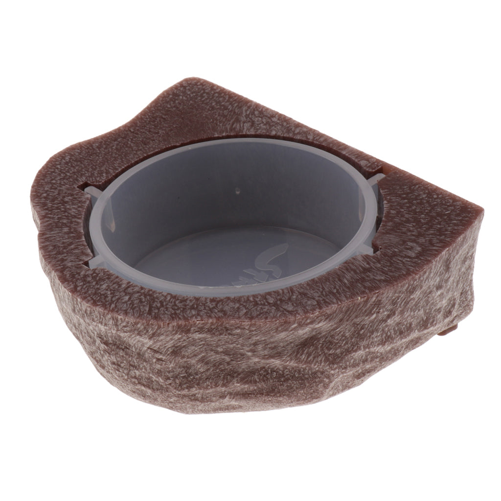 Reptile Feeder Food Holder Cup Gecko Natural Ledge - Brown