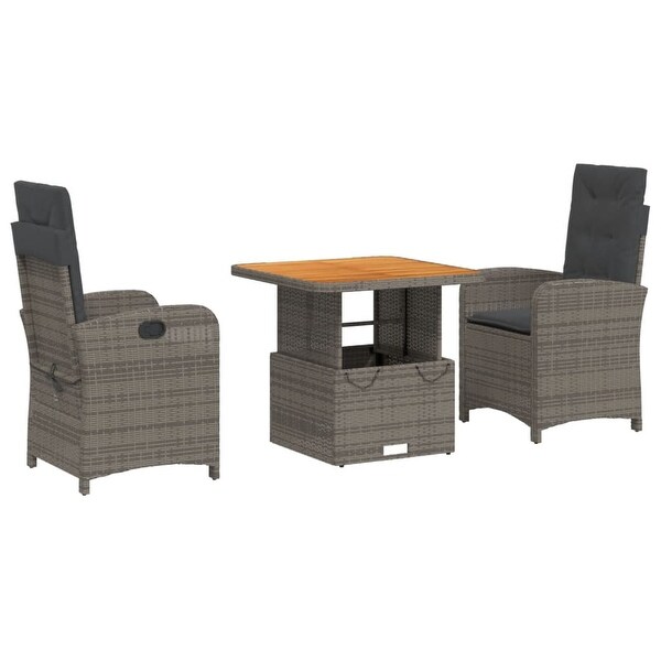 vidaXL Patio Dining Set with Cushions Outdoor Seating Gray Poly Rattan