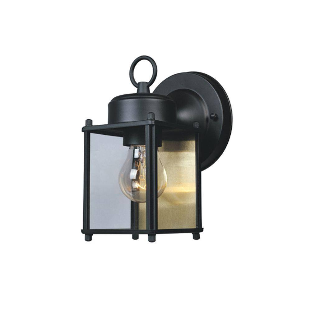 Designers Fountain Preston 8 in. Black 1-Light Outdoor Line Voltage Porch Lamp with No Bulb Included 1161-BK