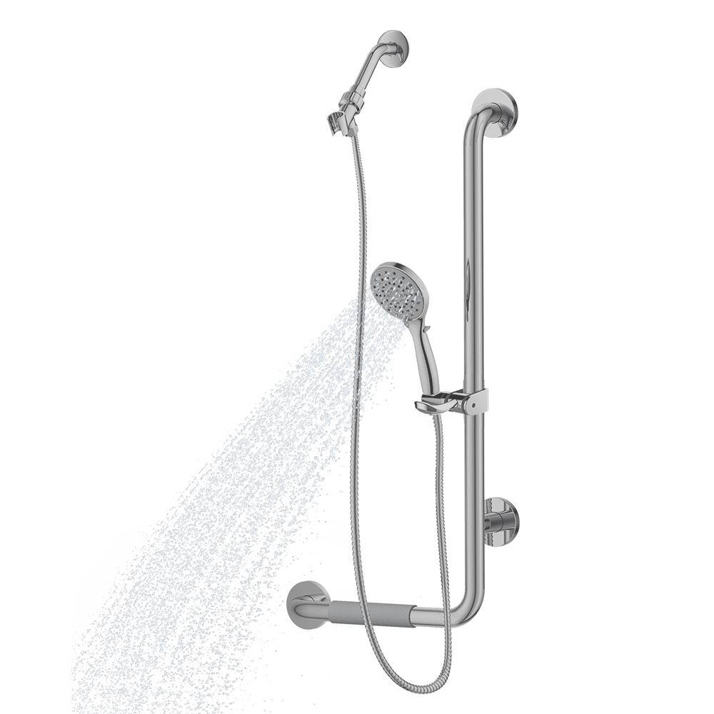 PULSE Showerspas ErgoSlideBar Right 5-Spray Wall Bar Shower Kit In Brushed Stainless Steel 4001R-SSB