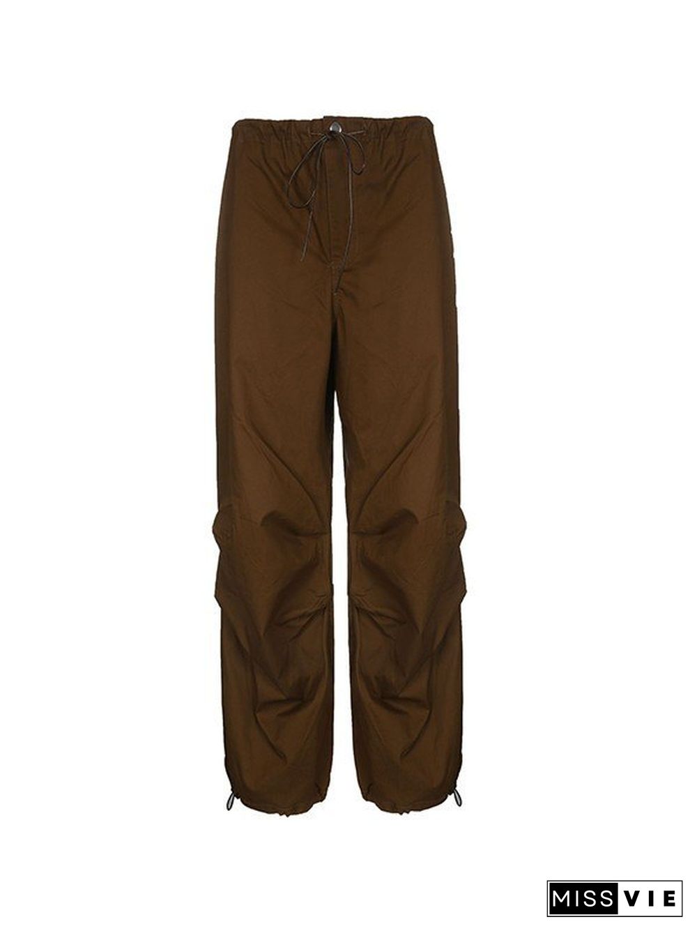 Loose Fit Brown Parachute Cargo Pants