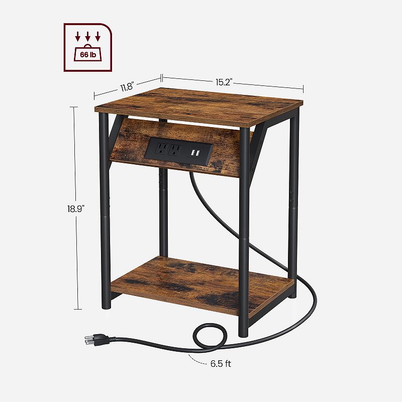 Plug-in Series Side Table With Usb Ports And Outlet