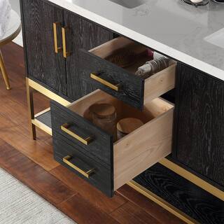 Altair Wildy 60 in. W x 22 in. D x 34 in. H Bath Vanity in Black Oak with Grain White Composite Stone Top 546060-BO-GW-NM