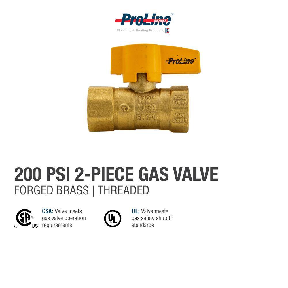 ProLine Series 12 in. Brass FPT 2-Piece Gas Valve 110-223HN