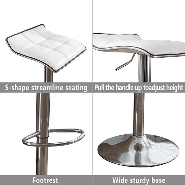 Backless Adjustable Tall Metal Base Swivel Bar Stools (Set of 2)