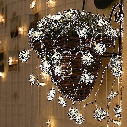 Snowflack Fairy Lights， 20ft 40 Led Batterypowered String Lights， 2 Lighting Modes， Decoractive For