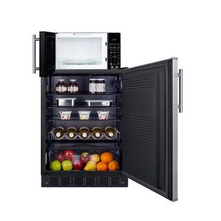 Summit Appliance 23.63 in. W 5.1 cu. ft. Mini Refrigerator without Freezer in Stainless Steel and 0.7 cu. ft. Microwave Combo MRF708BLSSA