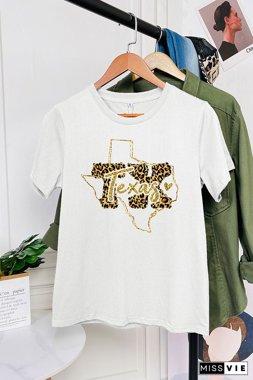 Texas Leopard Print Short Sleeve Graphic Tee Wholesale