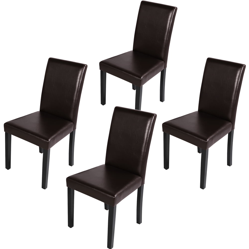 Easyfashion Modern Padded Leather Dining Chair for Home， Set of 4， Brown