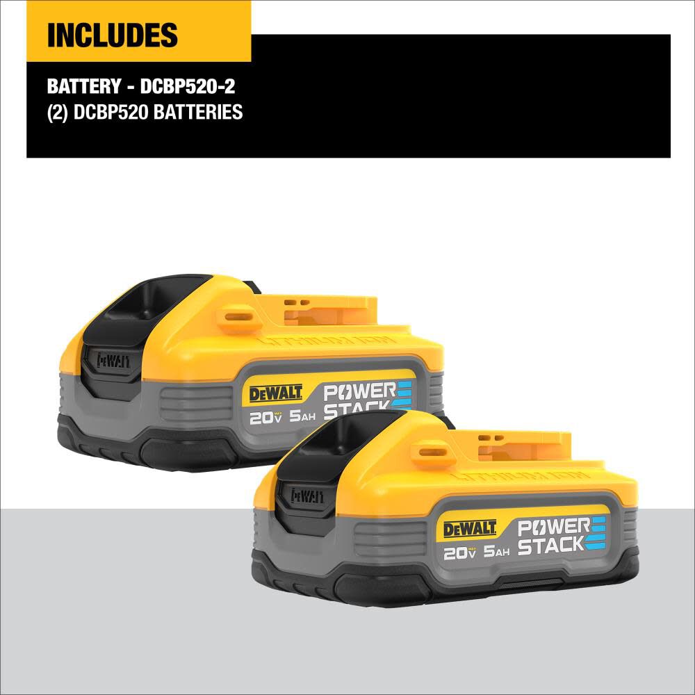 DEWALT POWERSTACK 20V MAX 5Ah Battery 2pk DCBP520-2 from DEWALT