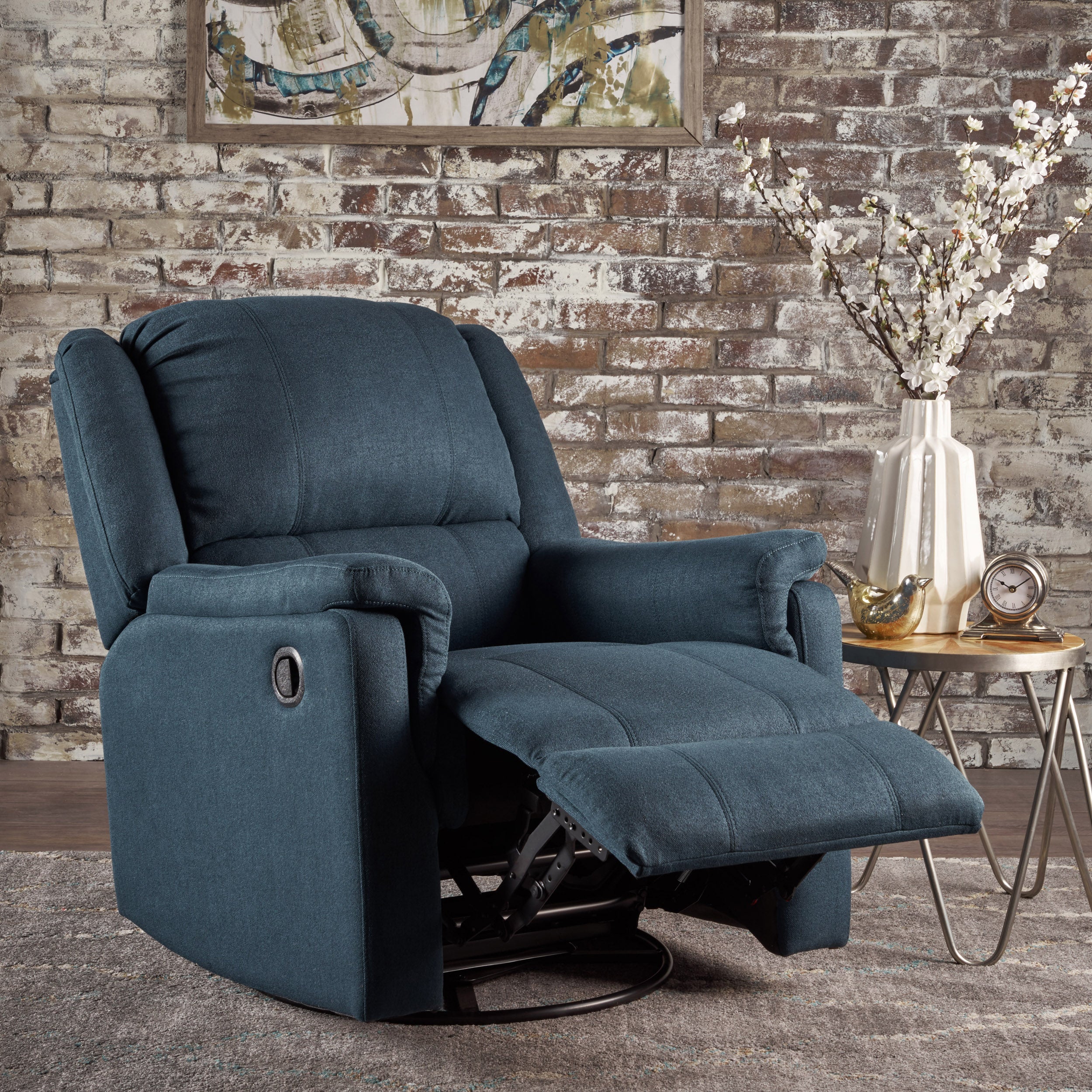 Jemma Tufted Fabric Swivel Gliding Recliner Chair