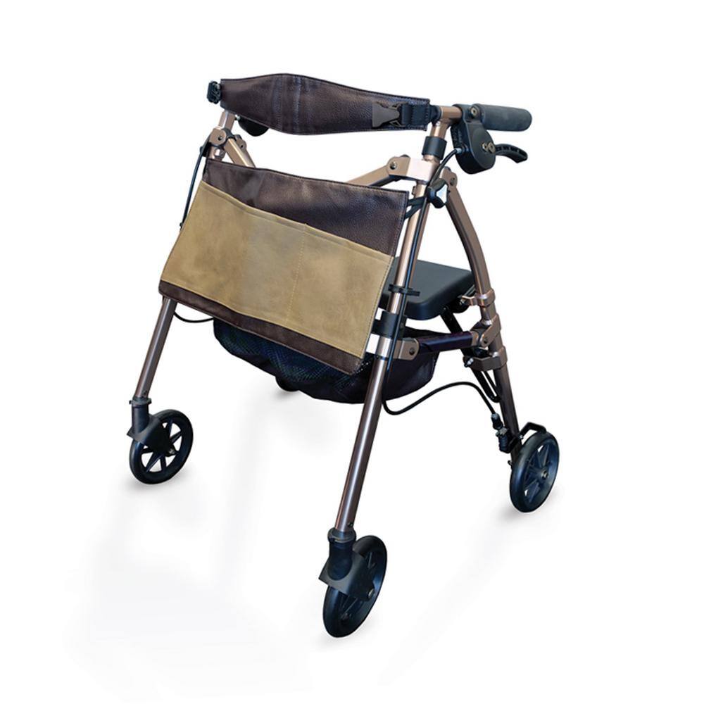 SIGNATURE LIFE Elite Travel Micro 4-Wheeled Rollator with Seat for Petite and Juniors in Champagne Gold 7675-CG