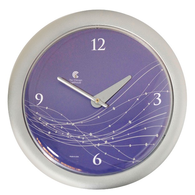 X 1 8 quot Vines And Dots Shadow Purple Decorative Wall Clock Silver Frame By Chicago Lighthouse