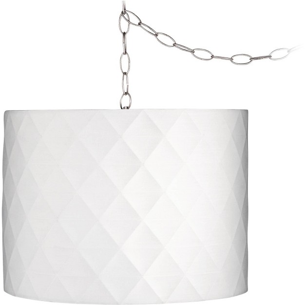 Wide Modern White Diamond shaped Shade Fixture Dining Room