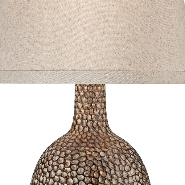 Rustic Accent Table Lamp Antique Bronze Hammered Texture - 11