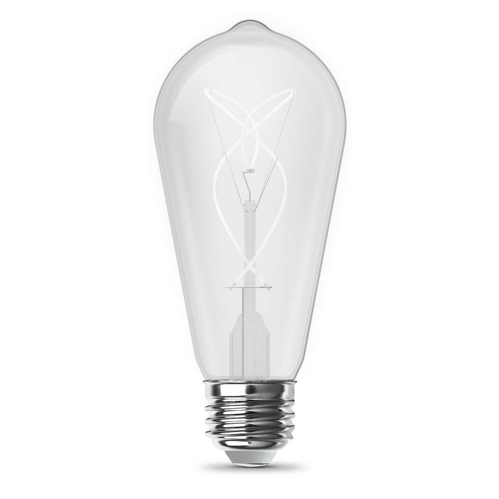 Feit Electric 60-Watt Equivalent ST19 Dimmable Knot White Thin Filament Clear Glass E26 Vintage Edison LED Light Bulb Soft White 2700K ST1960S3927WFILHDRP