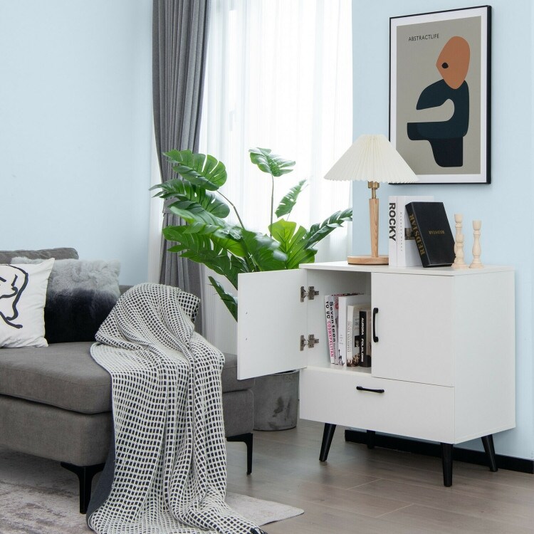 Modern Floor Storage Cabinet with 2 Doors and 1 Pull out Drawer   30\