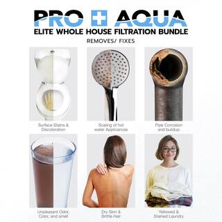 PRO+AQUA Whole House Well Water Filter System and Water Softener Bundle for Iron Sulfur Odor Sediment Hardness Removal BNDL-WEL