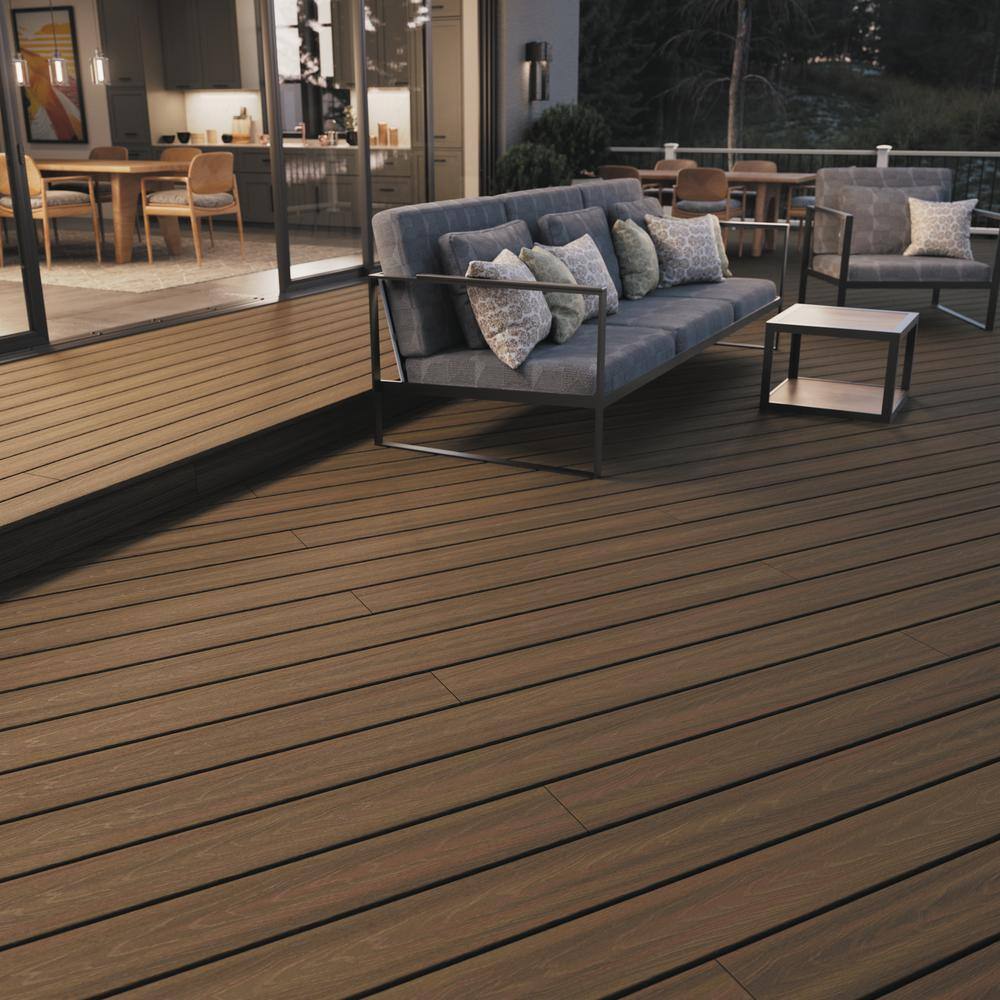 Fiberon ArmorGuard 1516 in. x 5-14 in. x 12 ft.Forest Brown Grooved Edge Capped Composite Decking Board BRDAGG FBR 12