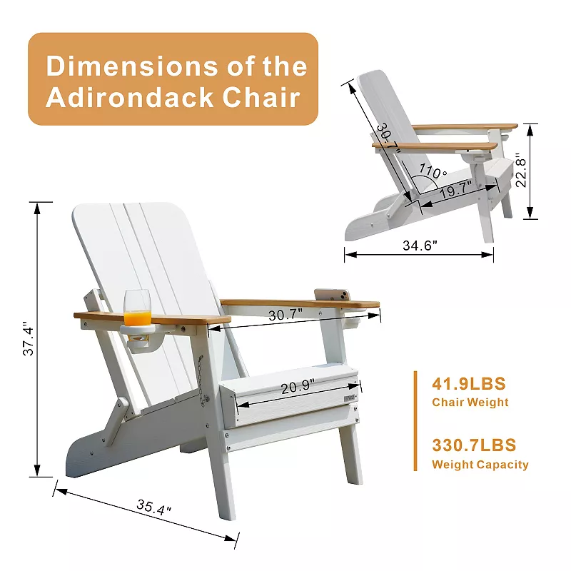 All-Weather， Foldable Outdoor Adirondack Chair