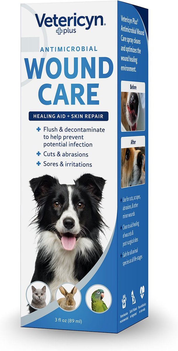 Vetericyn Plus Antimicrobial Wound Care Spray for Dogs， Cats， Horses， Birds and Small Pets