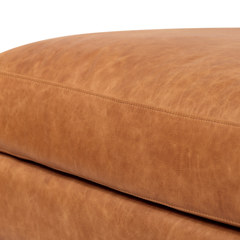 Poly and Bark Mateo Leather Ottoman   Midcentury   Footstools And Ottomans   by Edgemod Furniture  Houzz