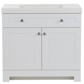 Glacier Bay Everdean 36.5 in. W x 18.8 in. D x 34.4 in. H Freestanding Bath Vanity in White with White Cultured Marble Top EV36P2-WH